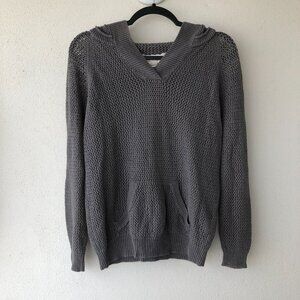 NWOT Women´s Linen Cotton Knit Shirt 469 Grey Hoodie Size Medium